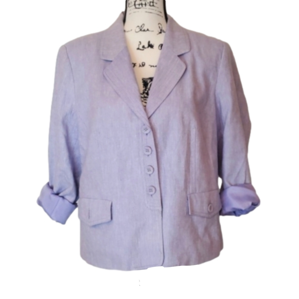 Coldwater Creek | Lavender Purple Linen Rayon Fully Lined Blazer Jacket - LP